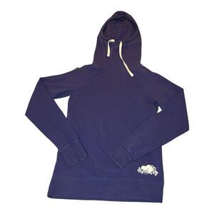 Roots Canada Purple Hoodie Long Sweatshirt Beaver Logo Funnel Neck-Size XS